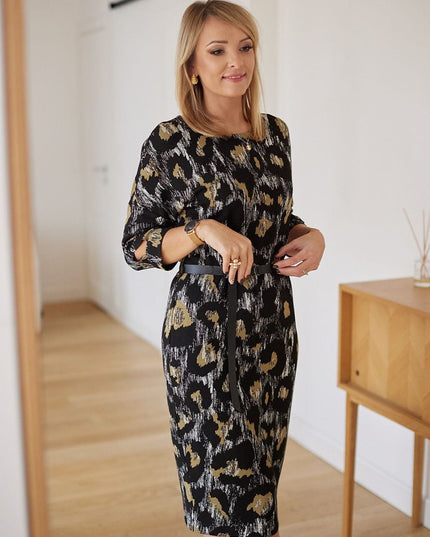 Robe jacquard avec ceinture