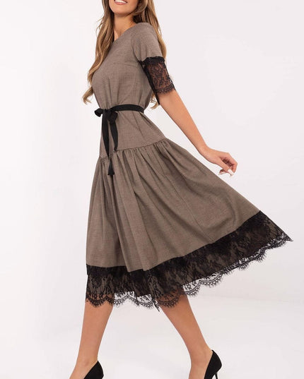 Robe midi laine dentelle