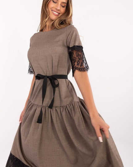 Robe midi laine dentelle