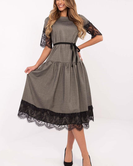 Robe midi laine dentelle