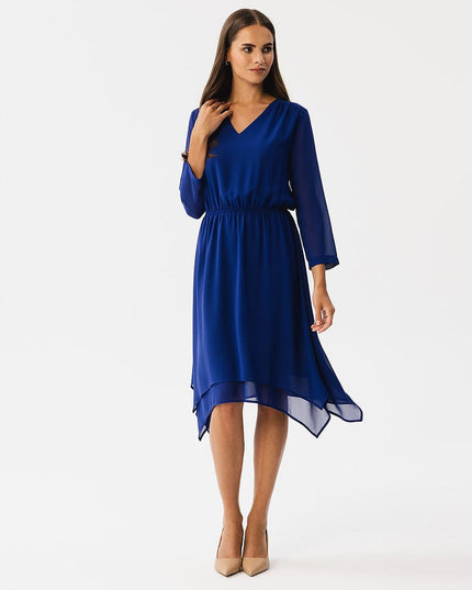 Robe mousseline ourlet asymétrique