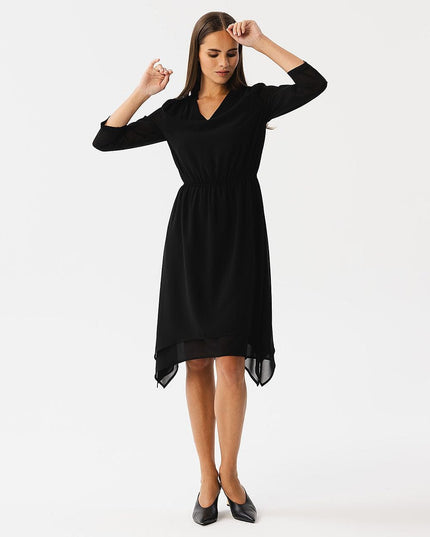 Robe mousseline ourlet asymétrique
