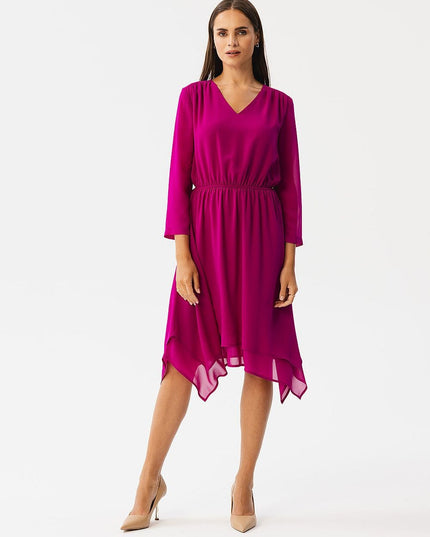 Robe mousseline ourlet asymétrique