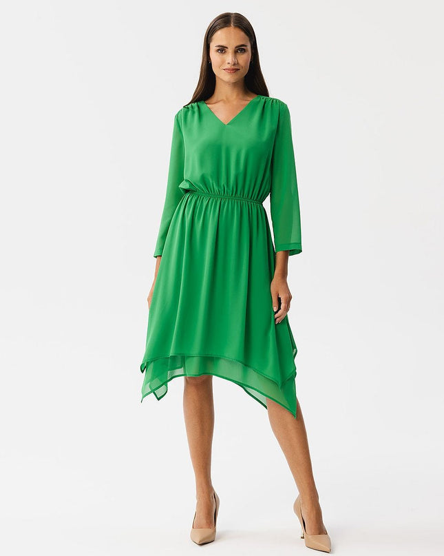 Robe mousseline ourlet asymétrique
