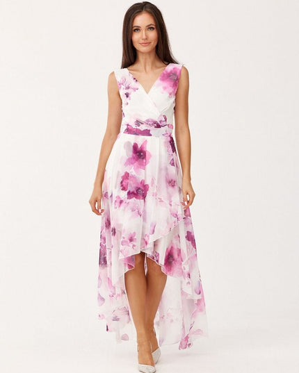 Robe longue florale asymétrique