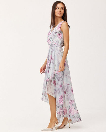 Robe longue florale asymétrique