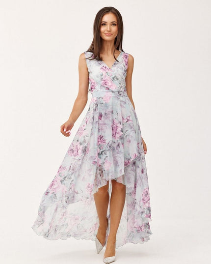 Robe longue florale asymétrique