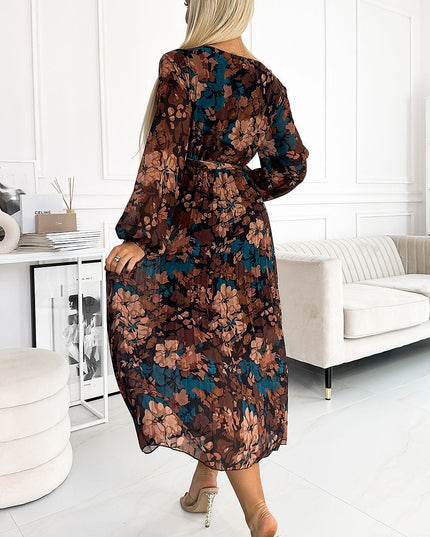 Robe longue plissée florale