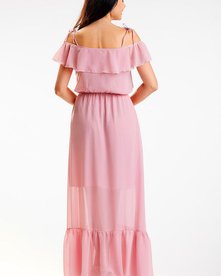 Robe longue à volant fluide