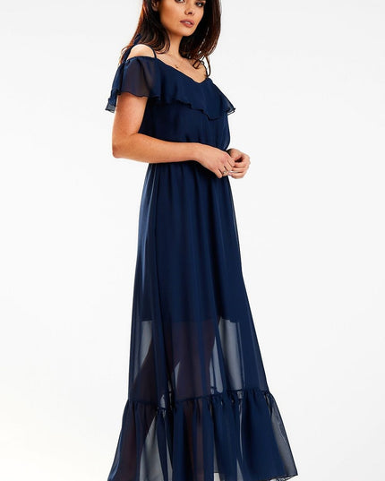 Robe longue à volant fluide