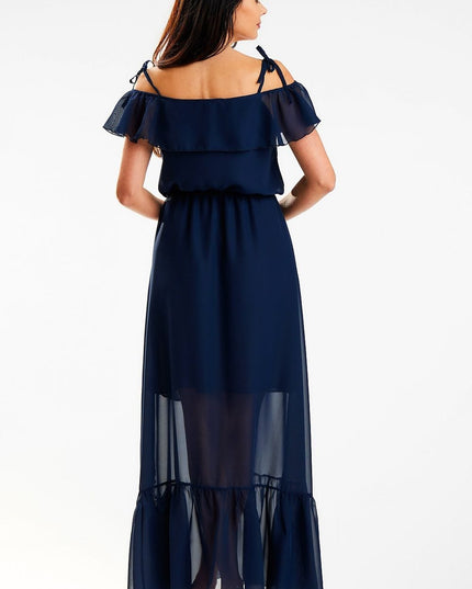 Robe longue à volant fluide