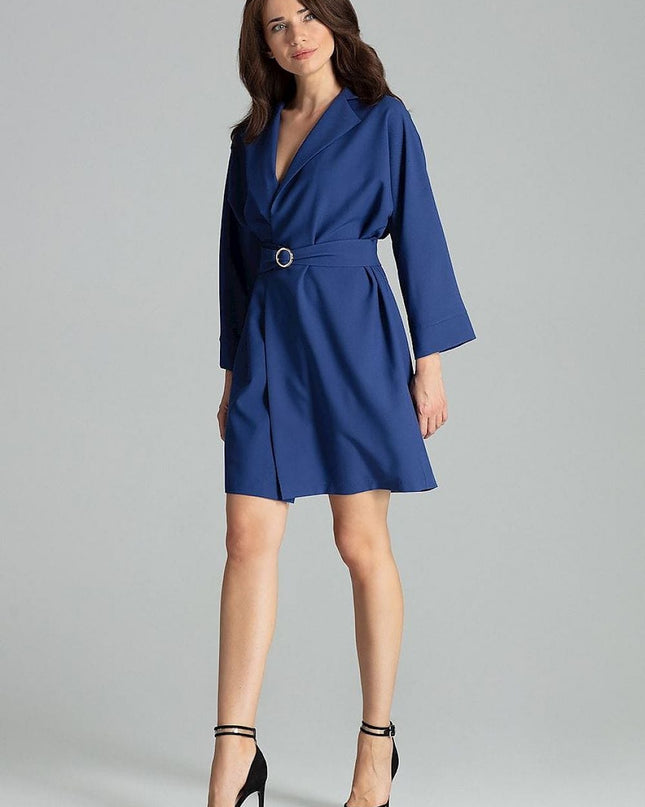 Robe saphir avec ceinture décorative