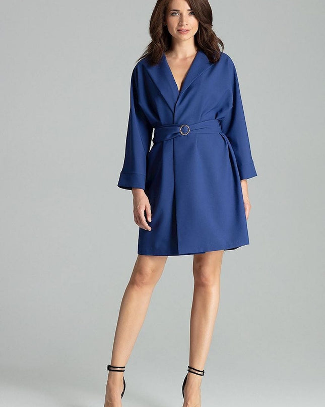 Robe saphir avec ceinture décorative