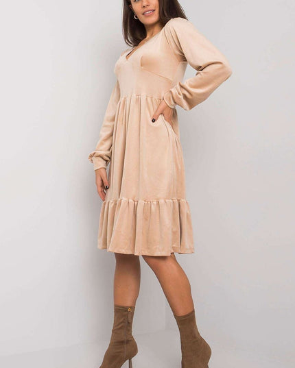 Robe velours manches longues volant