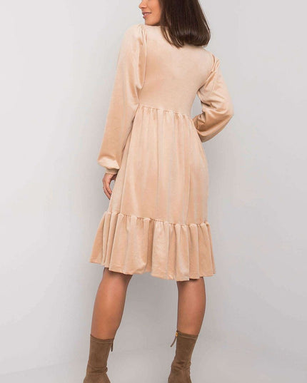 Robe velours manches longues volant