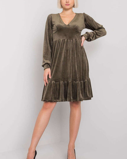 Robe velours manches longues volant