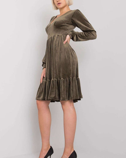 Robe velours manches longues volant