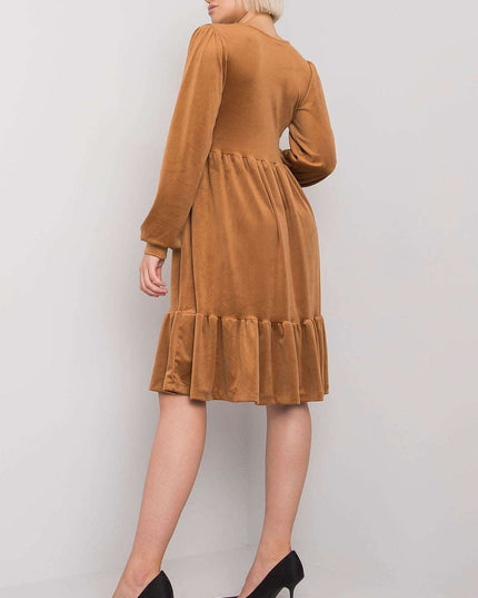 Robe velours manches longues volant