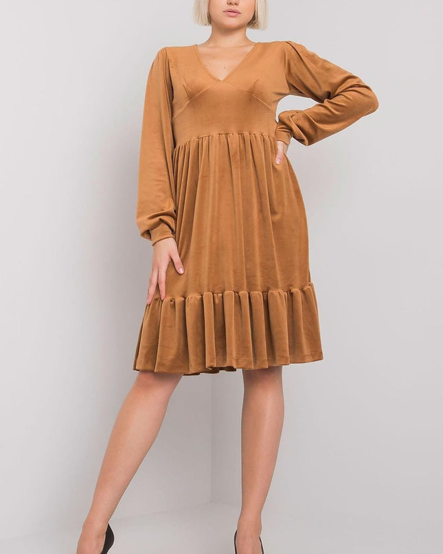 Robe velours manches longues volant