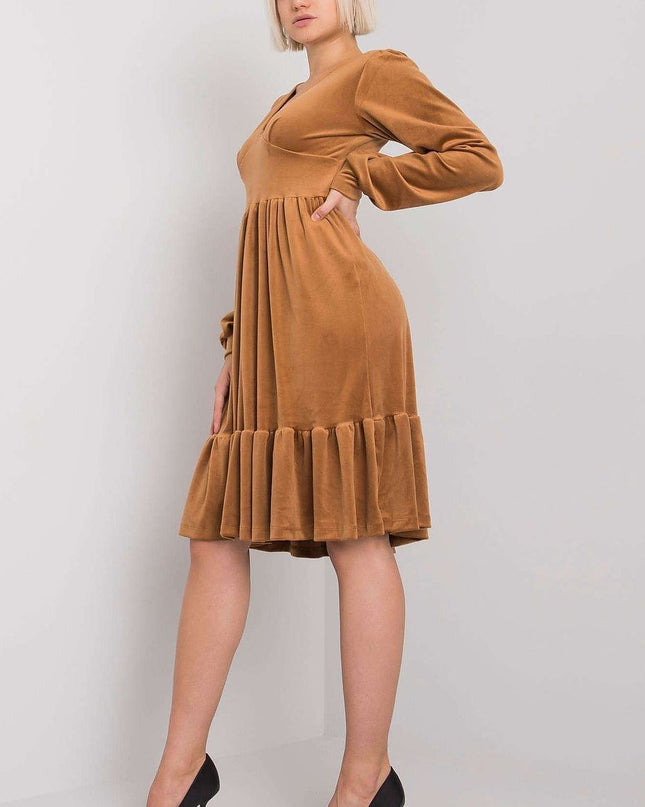 Robe velours manches longues volant