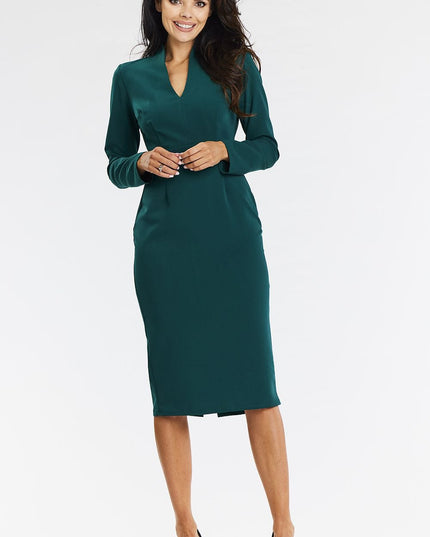 Robe midi ajustée verte