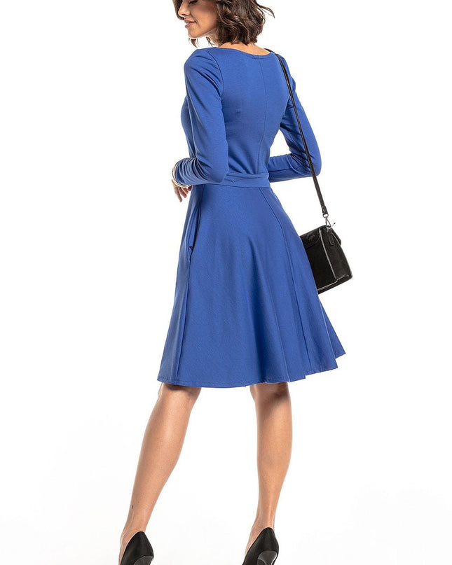 Robe évasée bleu avec poches
