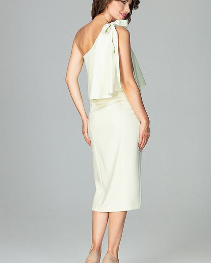 Robe midi émeraude à une épaule