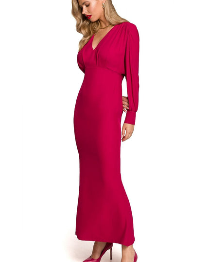 Robe fuchsia manches volumineuses