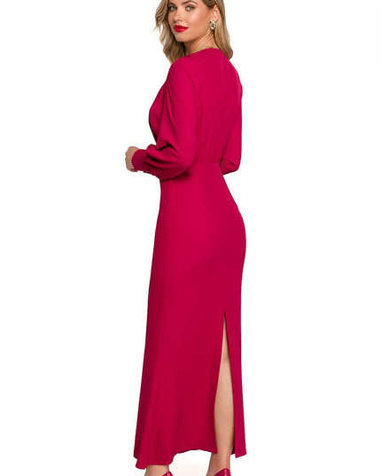 Robe fuchsia manches volumineuses