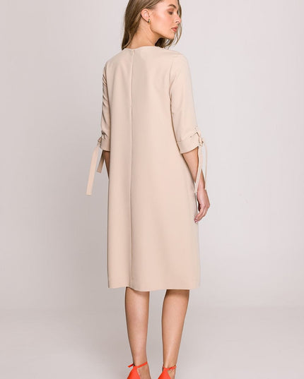 Robe droite fuchsia manches 3/4