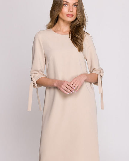 Robe droite fuchsia manches 3/4