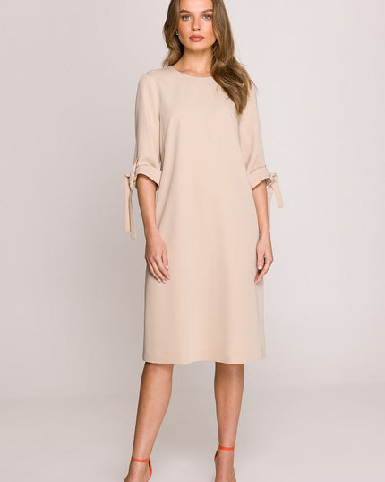 Robe droite fuchsia manches 3/4