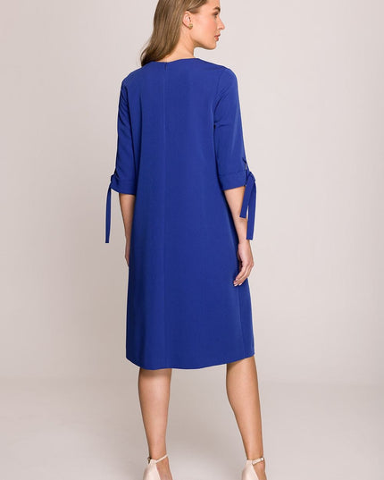 Robe droite fuchsia manches 3/4