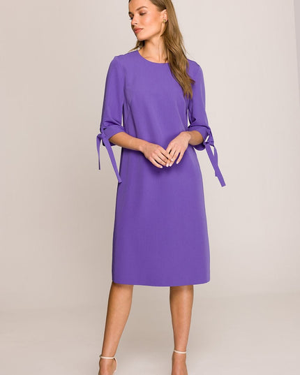 Robe droite fuchsia manches 3/4