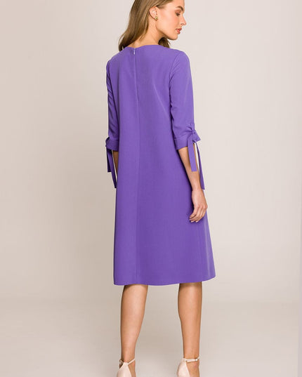 Robe droite fuchsia manches 3/4