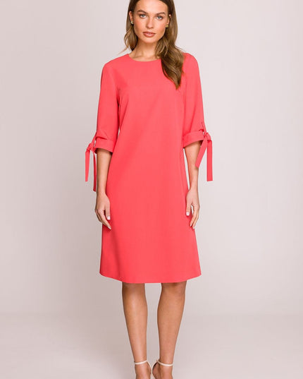 Robe droite fuchsia manches 3/4