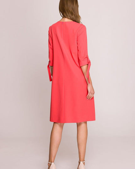 Robe droite fuchsia manches 3/4