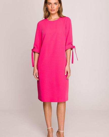 Robe droite fuchsia manches 3/4