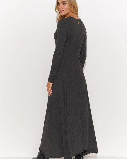 Robe longue en viscose graphite