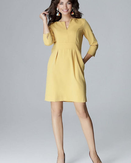 Robe jaune décolleté en v