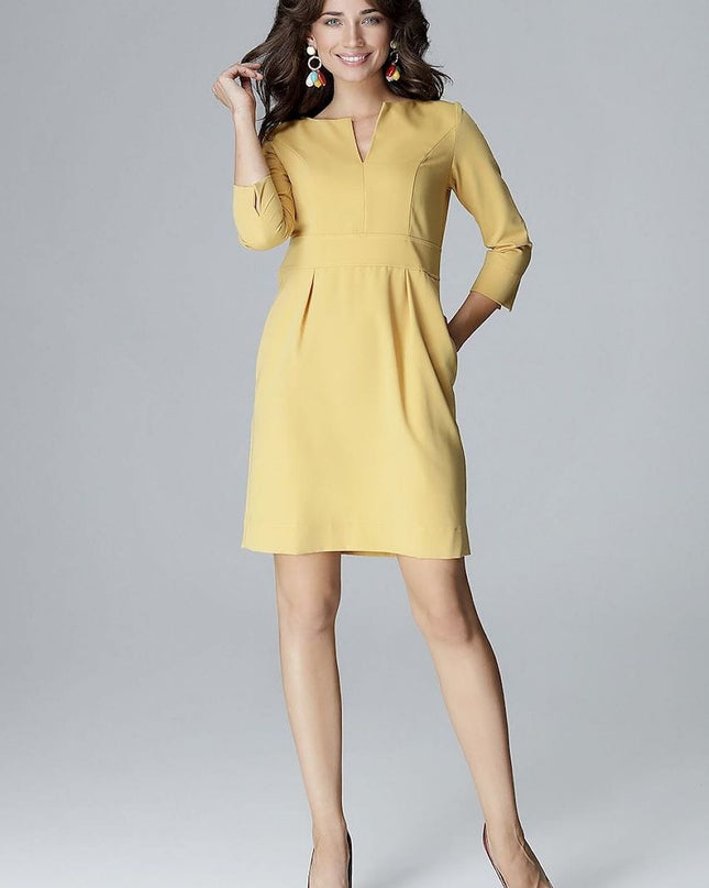 Robe jaune décolleté en v