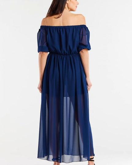 Robe longue en mousseline fendue