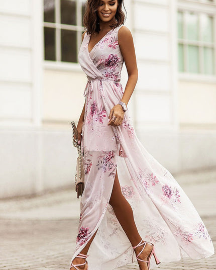 Robe maxi mousseline fendue