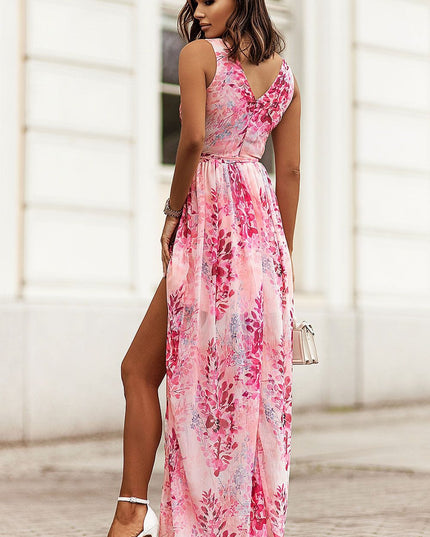 Robe maxi mousseline fendue