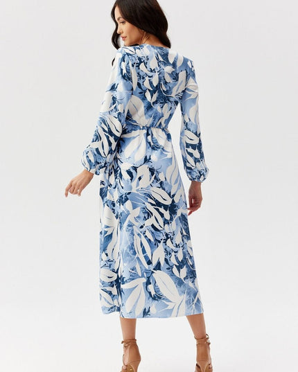Robe midi croisée imprimée