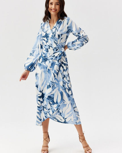 Robe midi croisée imprimée