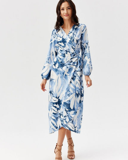 Robe midi croisée imprimée