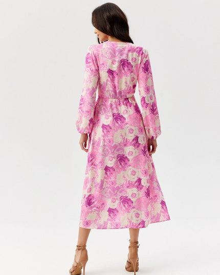 Robe midi croisée imprimée