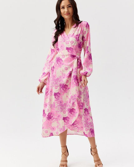 Robe midi croisée imprimée