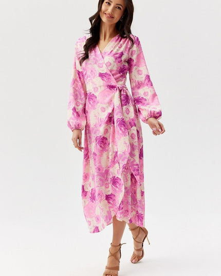 Robe midi croisée imprimée